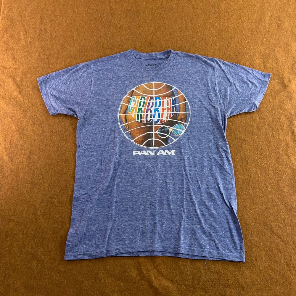 Palmercash Mens XL Blue Pan Am Caribbean Vintage Style Graphic T-Shirt